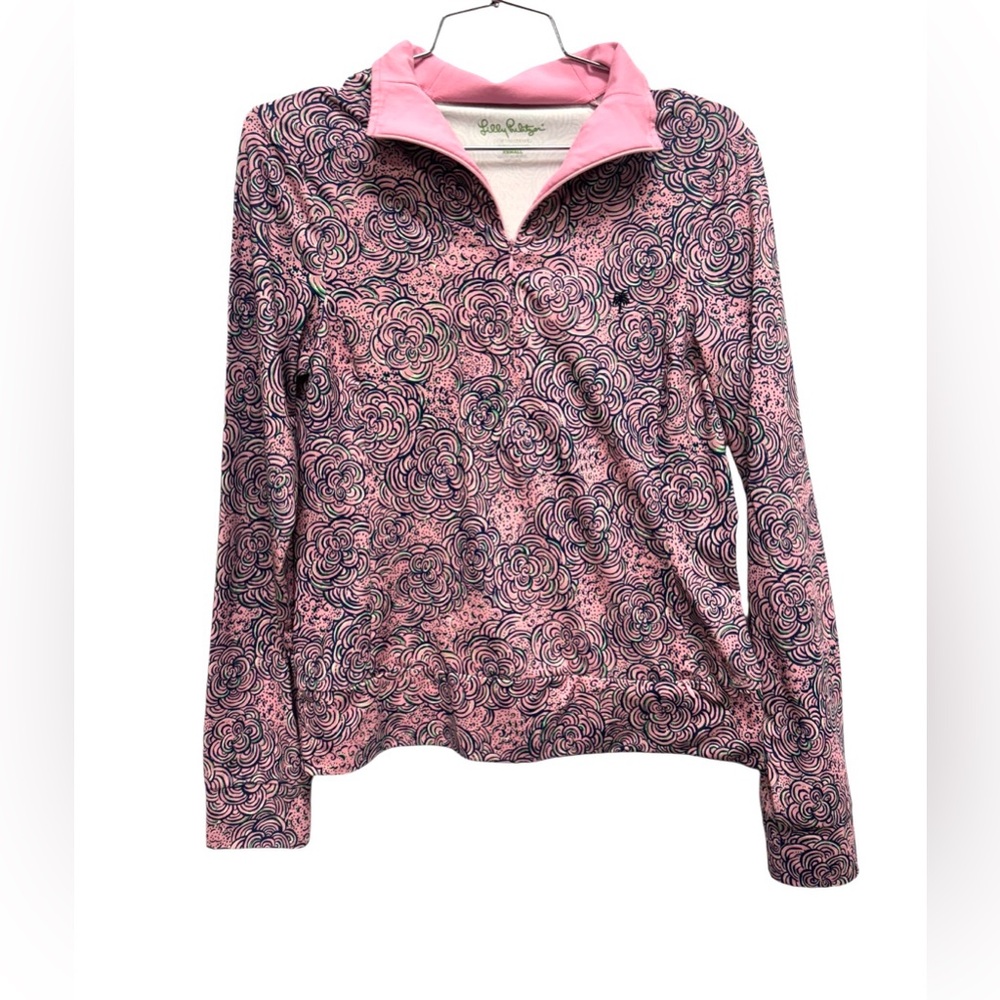 Lilly Pulitzer Pink and Navy Long Sleeve Active Top Size X-small